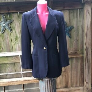 Kasper Navy Blue Notched Collar One Button Suit Jacket Blazer Size 6